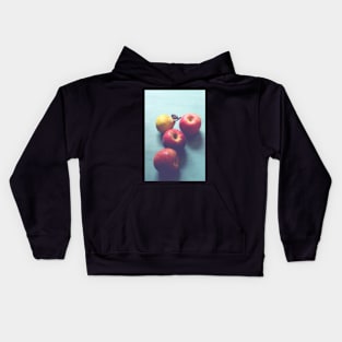 Apples and Pear on Blue Vintage Table Kids Hoodie